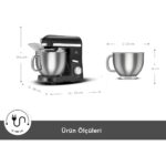 Karaca Mastermaid Chef Pro Çift Kollu Stand Mikser Shiny Black 1750 W - Görsel 2