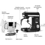 Karaca Mastermaid Chef Pro Çift Kollu Stand Mikser Shiny Black 1750 W - Görsel 3