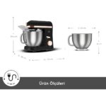 Karaca Mastermaid Chef Pro Çift Kollu Stand Mikser Matte Black Copper 1750 W - Görsel 2