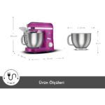 Karaca Mastermaid Chef Pro Çift Kollu Stand Mikser Fushia Love 1750W - Görsel 2