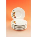 Bursa Porselen Dekor Tavşan 6 Adet Porselen Çay Tabağı