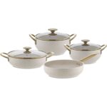 Fms G5018 Mercan 7 Parça Granit Tencere Seti Bej