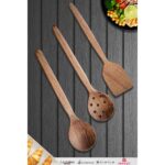 Montesev Doğal Ceviz Ağacı Ahşap Tahta Kaşık Spatula Seti Ağaç Kaşık (3 Lü Set) Mnt6