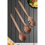 Montesev Doğal Ceviz Ağacı Ahşap Tahta Kaşık Spatula Seti Ağaç Kaşık (3 Lü Set) Mnt5