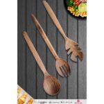 Montesev Doğal Ceviz Ağacı Ahşap Tahta Kaşık Spatula Seti Ağaç Kaşık (3 Lü Set) Mnt7