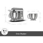 Karaca Mastermaid Chef Pro Çift Kollu Stand Mikser Galaxy Grey 1750 W - Görsel 2