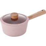 Es Dekor Blossom Cam Kapaklı Alüminyum Döküm Sos Tencere 18CM Pembe Mutfak Pişirme Gereç New Xtrema 1 Adet