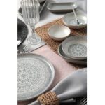 Keramika Stone Seramik Kahvaltı Takımı 6 Kişilik 18 Parça Mat Gri Desenli Modern Tasarım - Görsel 3