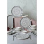 Keramika Stone Seramik Kahvaltı Takımı 6 Kişilik 18 Parça Mat Gri Desenli Modern Tasarım - Görsel 4