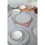 Keramika Stone Seramik Kahvaltı Takımı 6 Kişilik 18 Parça Mat Gri Desenli Modern Tasarım - Görsel 5