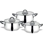 Serenk Modernist 6 Parça Çelik Tencere Seti, 18/10 Paslanmaz Çelik, 18-22-26 cm