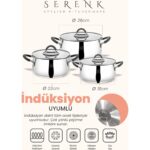 Serenk Modernist 6 Parça Çelik Tencere Seti, 18/10 Paslanmaz Çelik, 18-22-26 cm - Görsel 4