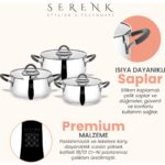 Serenk Modernist 6 Parça Çelik Tencere Seti, 18/10 Paslanmaz Çelik, 18-22-26 cm - Görsel 5