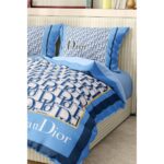 Dior Marka Nevresim Takımı Çift Kişilik Pamuklu Saten Kumaş 6 Parça 3D Dijital Baskı Duvet Cover Set Model No:40 - Görsel 5