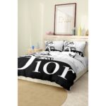 Dior Marka Nevresim Takımı Çift Kişilik Pamuklu Saten Kumaş 6 Parça 3D Dijital Baskı Duvet Cover Set Model No:44