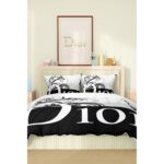 Dior Marka Nevresim Takımı Çift Kişilik Pamuklu Saten Kumaş 6 Parça 3D Dijital Baskı Duvet Cover Set Model No:44 - Görsel 2