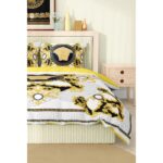 Versace Nevresim Takımı Çift Kişilik Pamuklu Saten Kumaş 6 Parça 3D Dijital Baskı Duvet Cover Set Model No:95 - Görsel 3