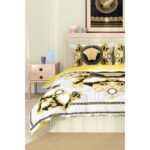 Versace Nevresim Takımı Çift Kişilik Pamuklu Saten Kumaş 6 Parça 3D Dijital Baskı Duvet Cover Set Model No:95 - Görsel 4