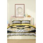 Versace Marka Nevresim Takımı Çift Kişilik Pamuklu Saten Kumaş 6 Parça 3D Dijital Baskı Duvet Cover Set Model No:91 - Görsel 2