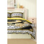 Versace Marka Nevresim Takımı Çift Kişilik Pamuklu Saten Kumaş 6 Parça 3D Dijital Baskı Duvet Cover Set Model No:91 - Görsel 4