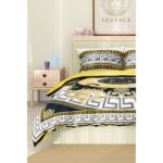 Versace Marka Nevresim Takımı Çift Kişilik Pamuklu Saten Kumaş 6 Parça 3D Dijital Baskı Duvet Cover Set Model No:91 - Görsel 5