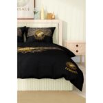 Versace Marka Nevresim Takımı Çift Kişilik Pamuklu Saten Kumaş 6 Parça 3D Dijital Baskı Duvet Cover Set Model NO:109 - Görsel 3