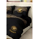 Versace Marka Nevresim Takımı Çift Kişilik Pamuklu Saten Kumaş 6 Parça 3D Dijital Baskı Duvet Cover Set Model NO:109 - Görsel 4