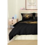 Versace Marka Nevresim Takımı Çift Kişilik Pamuklu Saten Kumaş 6 Parça 3D Dijital Baskı Duvet Cover Set Model NO:109 - Görsel 5