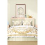 Versace Marka Nevresim Takımı Çift Kişilik Pamuklu Saten Kumaş 6 Parça 3D Dijital Baskı Duvet Cover Set Model NO:113 - Görsel 2