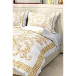 Versace Marka Nevresim Takımı Çift Kişilik Pamuklu Saten Kumaş 6 Parça 3D Dijital Baskı Duvet Cover Set Model NO:113 - Görsel 5