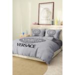 Versace Marka Nevresim Takımı Çift Kişilik Pamuklu Saten Kumaş 6 Parça 3D Dijital Baskı Duvet Cover Set Model NO:107