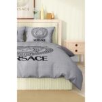 Versace Marka Nevresim Takımı Çift Kişilik Pamuklu Saten Kumaş 6 Parça 3D Dijital Baskı Duvet Cover Set Model NO:107 - Görsel 4