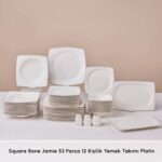 Karaca Square Bone Jamie 53 Parça 12 Kişilik Yemek Takımı Platin - Görsel 3