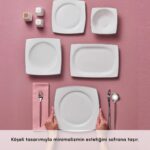 Karaca Square Bone Jamie 53 Parça 12 Kişilik Yemek Takımı Platin - Görsel 4