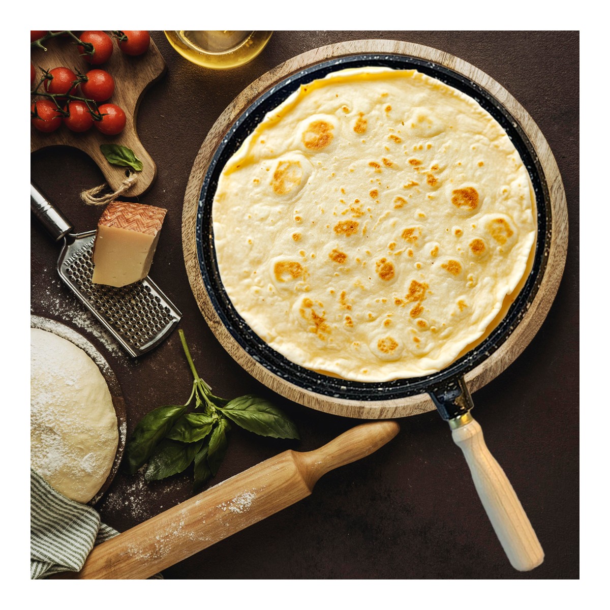 110001005327986.jpg Amboss Olivin Döküm Gözleme Pizza Tava - Görsel 1