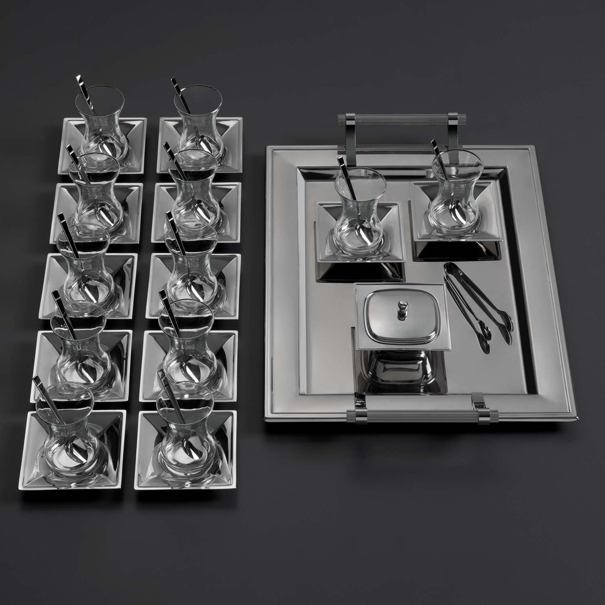 110001009328074.jpg Jumbo Arezzo 40 Parça Çelik Çay Seti - Görsel 1