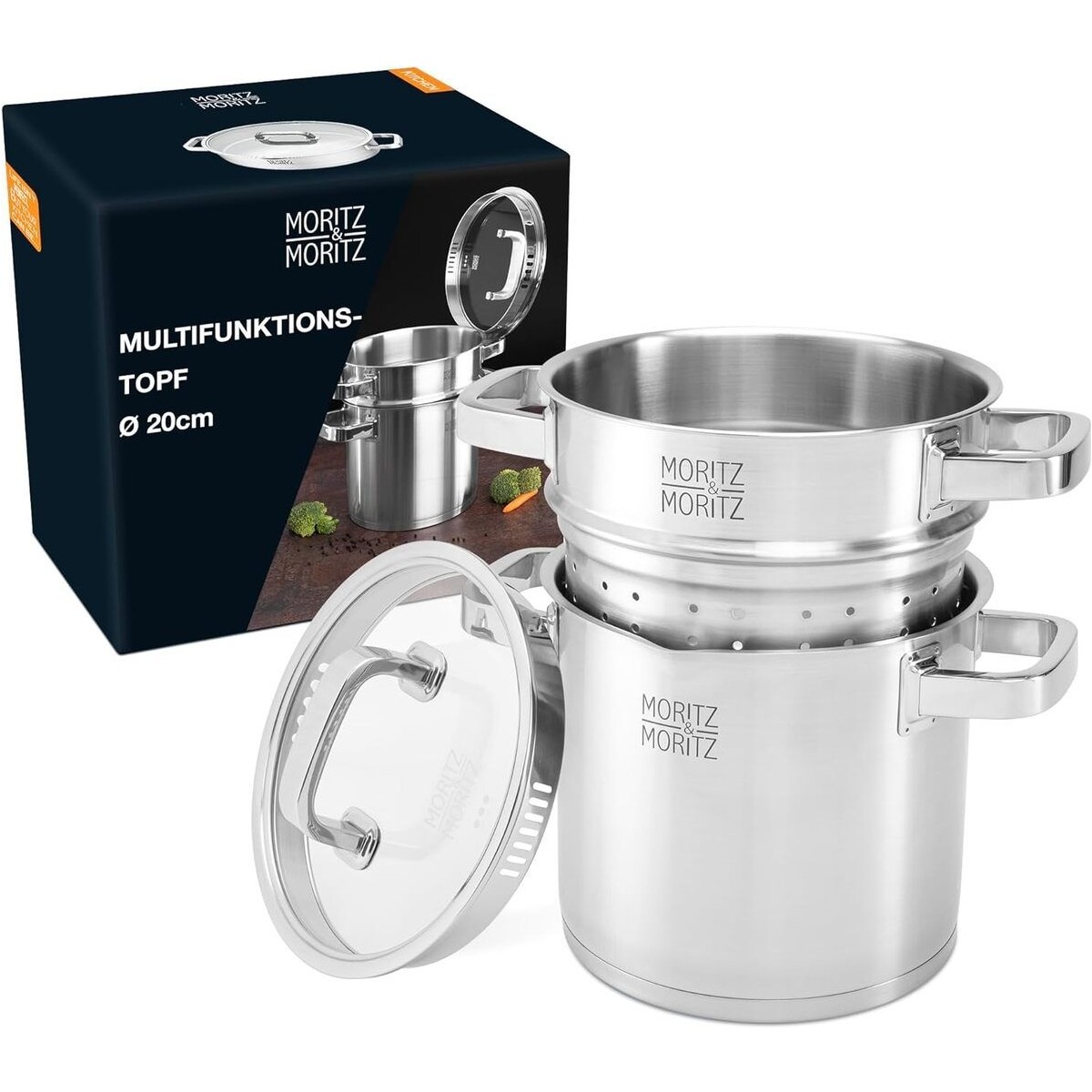 110001010384698.jpg Moritz & Moritz 0 cm Süzgeçli Tencere, 5 Litre Paslanmaz Çelik, Tüm Ocak Türleri Için - Görsel 1