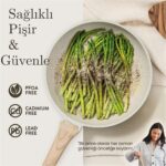 Carote 14 Parça Beyaz Granit Tencere Tava Seti ve Yapışmaz Indüksiyon Uyumlu Pişirme Seti - Görsel 3