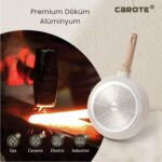 Carote 14 Parça Beyaz Granit Tencere Tava Seti ve Yapışmaz Indüksiyon Uyumlu Pişirme Seti - Görsel 4