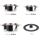 Masterpro 4’lü Profesyonel Tencere Seti, 16, 20, 24 cm Cam Kapaklı, Paslanmaz Çelik - Görsel 2