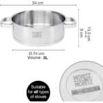 Moritz & Moritz 24 cm Paslanmaz Çelik Kapaklı Servis Tavası, 3 Litre Hacimli, Tüm Ocak Türleri Için Uygun - Görsel 5