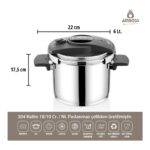 Amboss Enio Matik Paslanmaz Çelik Düdüklü Tencere 6 Lt - Görsel 3