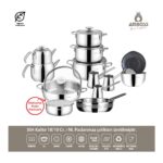 Amboss Big Chef 21 Parça Paslanmaz Çelik Tencere Tava Çeyiz Seti - Görsel 2