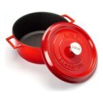 Lava Döküm Sekizli Tencere Tava Seti Trendy Kırmızı Silikon Tutacak Hediyeli - Görsel 3