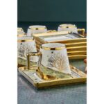 Cooker Yaldızlı 6'lı 180 ml Neskafe Fincan Takımı – Kare Tabaklı Lüks Porselen Büyük Kahve Fincanı – Modern Hediyelik Set - Görsel 3