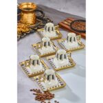 Cooker 90 ml Porselen 6'lı Kahve Fincanı Seti - Şık Tasarım Altın Yaldızlı Modern Fincan Takımı
