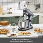 Karaca Multichef Stand Mikser Antrasit Mutfak Şefi 1900W 5,5 Lt (Kıyma Çekme /Sucuk-Sosis/İçli Köfte Aparatlı) - Görsel 3