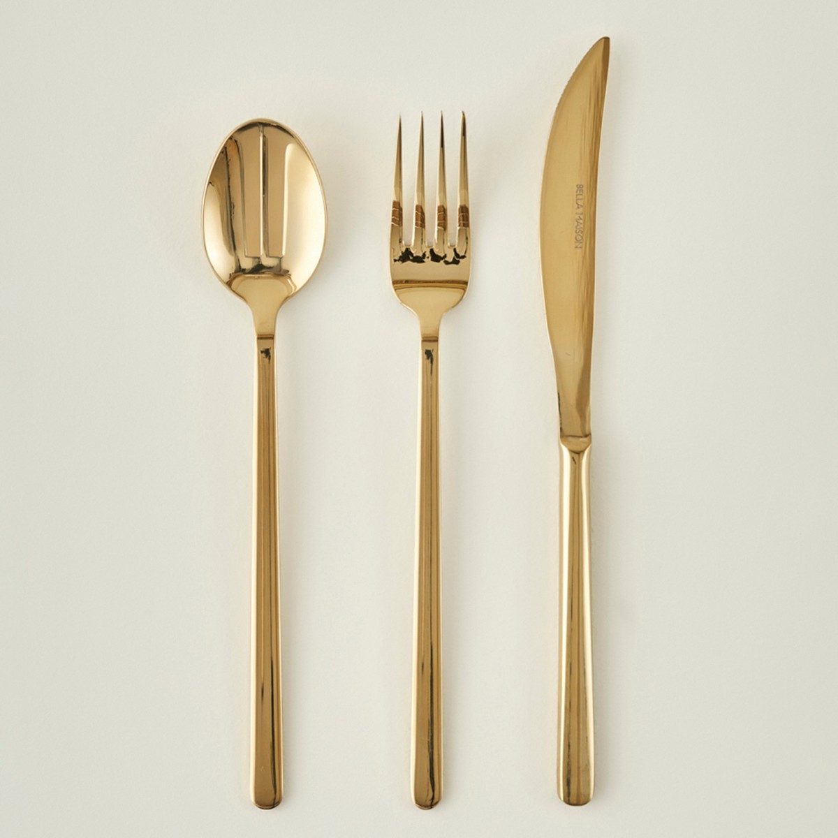 110001016091776.jpg Bella Maison Milano 18 Parça Tatlı Çatal Kaşık Bıçak Seti Gold - Görsel 1