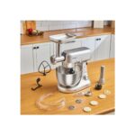 Karaca Multicast Plus Döküm Kıyma Çekme/Sucuk-Sosis/İçli Köfte/ Kurabiye Aparatlı Hamur Yoğurma Makinesi Silver 1000w 5l