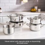 Karaca Aris Indüksiyon Tabanlı 9 Parça Çelik Tencere Seti - Görsel 3